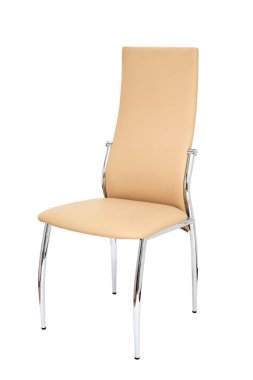 Krom metal ayak üzerinde bej moder koltuk