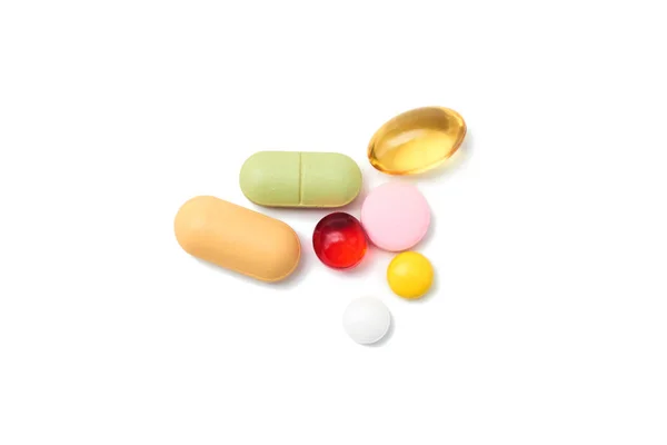 分离的五颜六色的药丸片剂药物 — 图库照片