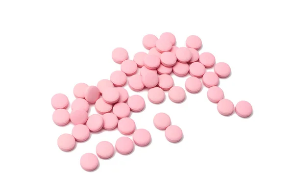 Rosa pastillas tabletas medicina aislada —  Fotos de Stock
