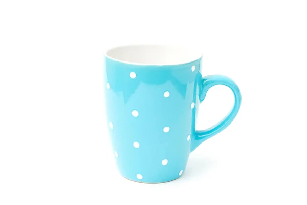 Xícara pontilhada azul para chá isolado no fundo branco — Fotografia de Stock