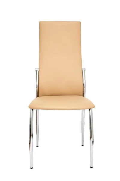Cadeira de moder bege em pernas de metal cromado — Fotografia de Stock