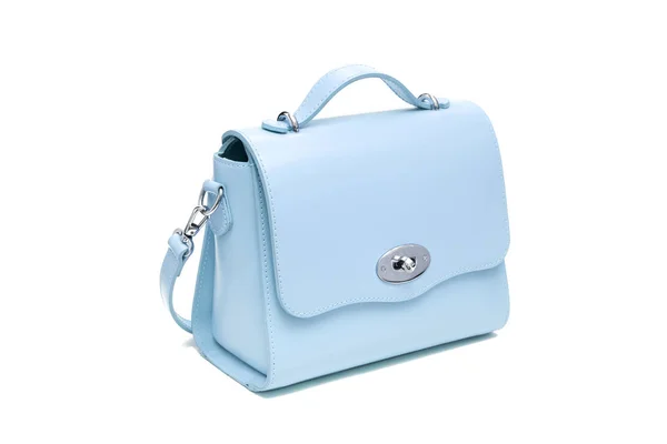 白い背景に分離された青い小さな財布ハンドバッグ — ストック写真
