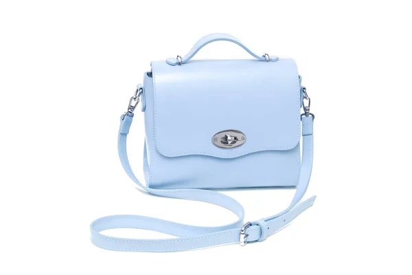 白い背景に分離された青い小さな財布ハンドバッグ — ストック写真