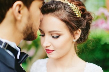 Park kiraz çiçeği Gelin Damat Düğün