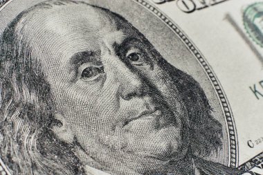 Yüz dolar Not portresi yakın çekim