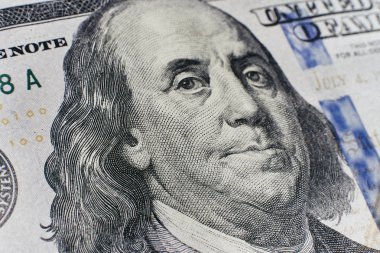 Yüz dolar Not portresi yakın çekim