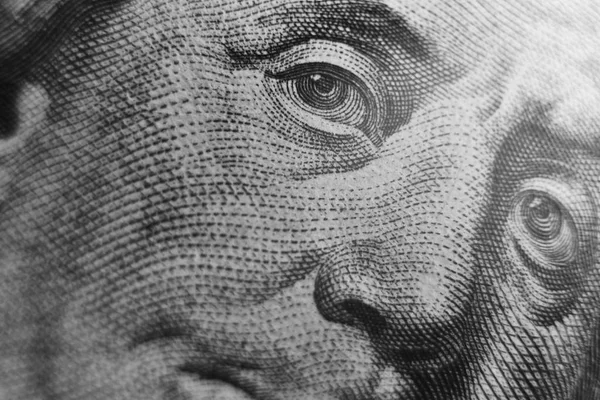 Close up of one hundred dollars note portrait — Stock Photo, Image