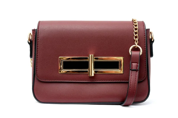 Dark Red Small Handbag Purse Isolated White Background — Stock Photo, Image