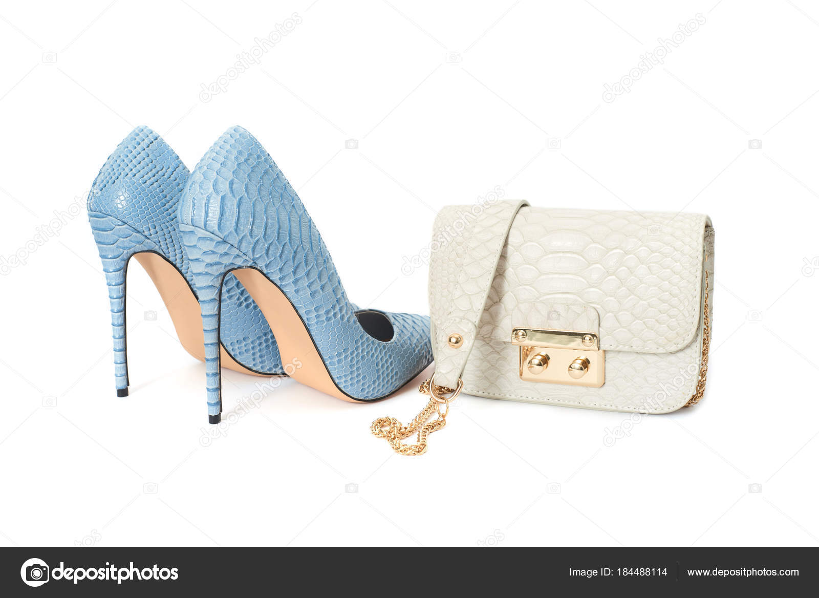 blue and white high heel shoes