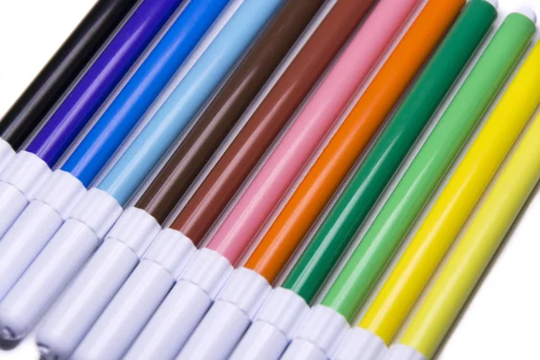 Multicolored marker pens, office and school drawing — Stock Photo, Image