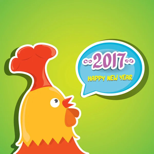 Vector nuevo año 2017 con dibujos animados divertido gallo — Archivo Imágenes Vectoriales