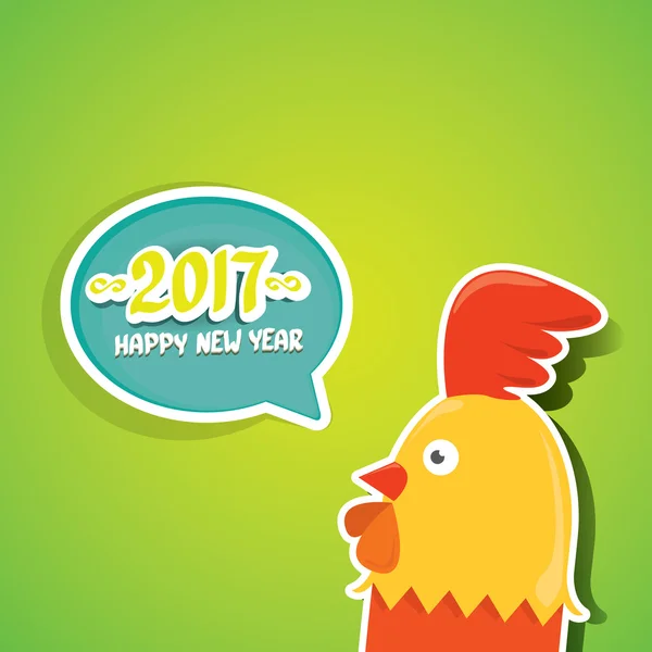 Vector nuevo año 2017 con dibujos animados divertido gallo — Archivo Imágenes Vectoriales