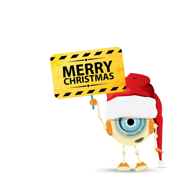 Rajzfilm Aranyos Robot elf santa piros kalapban. — Stock Vector