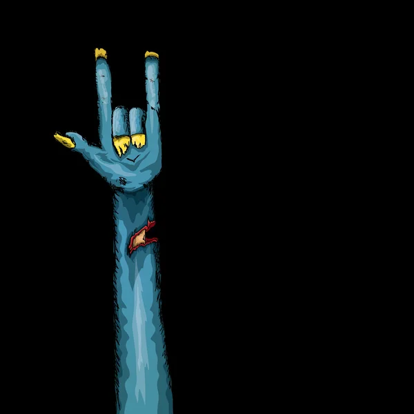 Zombie hand visar rock n roll gest — Stock vektor