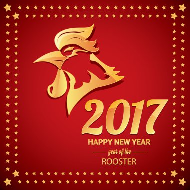 Mutlu Çin yeni yıl 2017 ile altın horoz