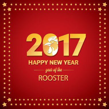 Mutlu Çin yeni yıl 2017 ile altın horoz
