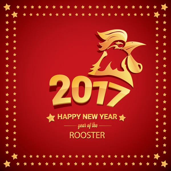 Bonne année chinoise 2017 avec coq doré — Image vectorielle