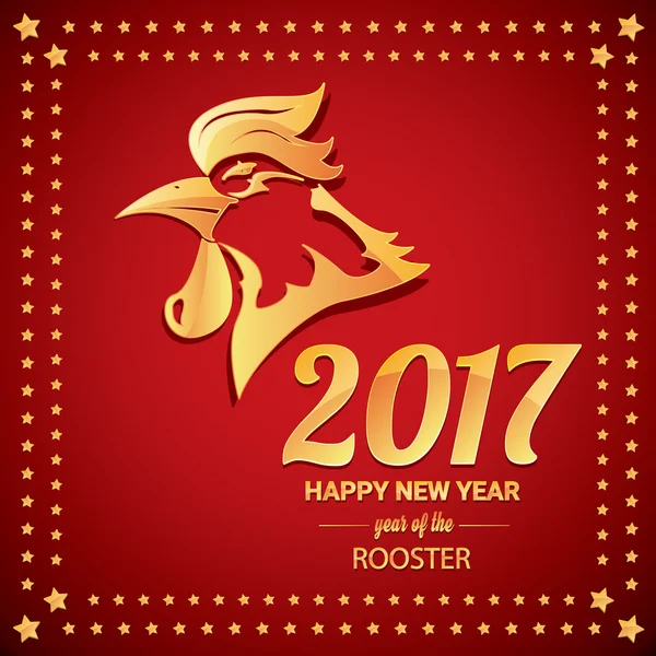 中国农历新年快乐 2017年与金鸡 — 图库矢量图片