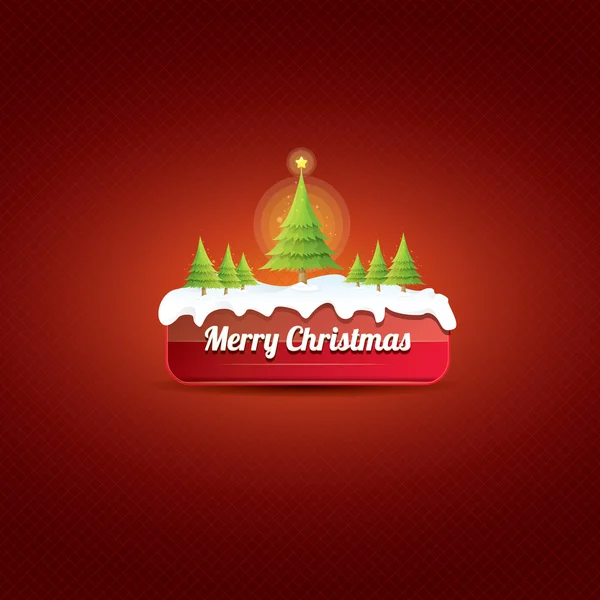 Christmas vector red button with christmas tree — Stock Vector