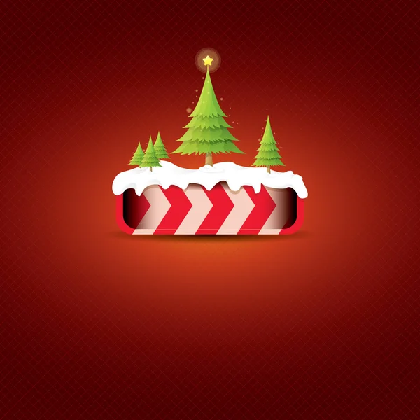 Natal vetor botão vermelho com árvore de natal — Vetor de Stock