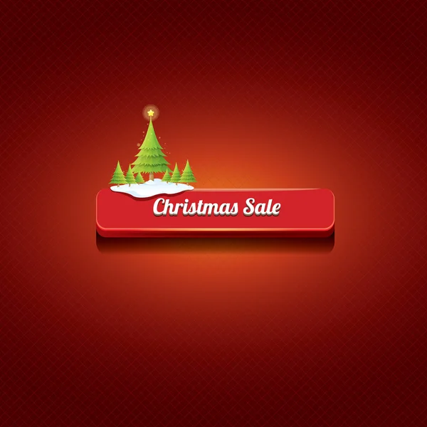 Natale vettore pulsante rosso con albero di Natale — Vettoriale Stock