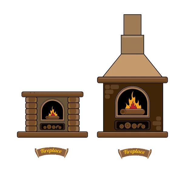 Conjunto de icono de chimenea aislado en blanco . — Archivo Imágenes Vectoriales