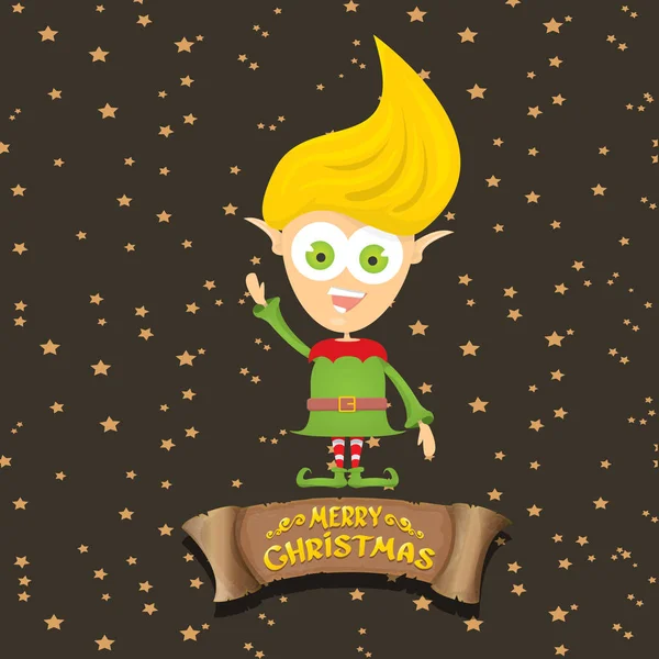 Vecteur dessin animé mignon joyeux elfe de Noël — Image vectorielle