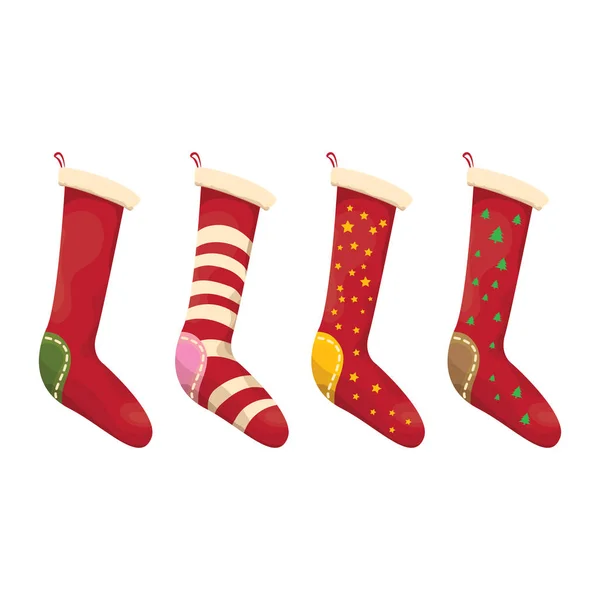 Vector cartoon cute christmas stocking — Stock Vector