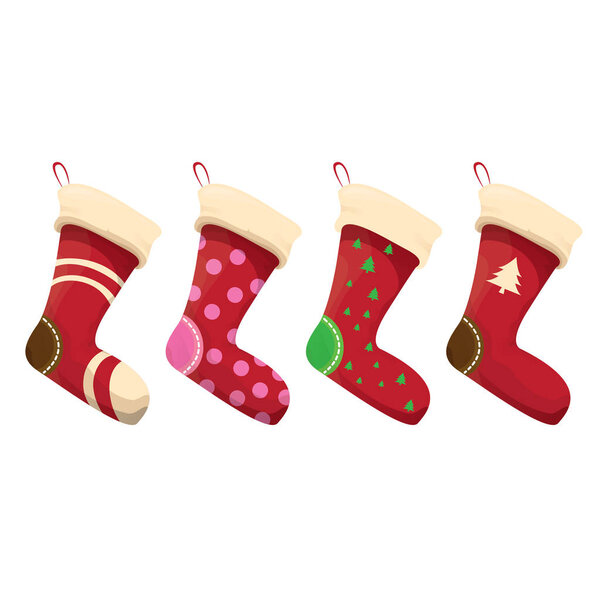 векторный мультфильм милый рождественский чулок
