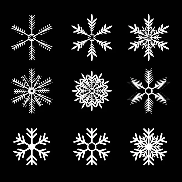 Schneeflocken-Vektorset. weiße Schneeflocke Icon Set — Stockvektor