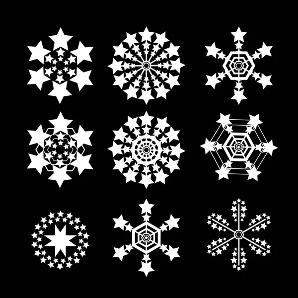 Snowflakes vector set. white snow flake icon set — Stock Vector