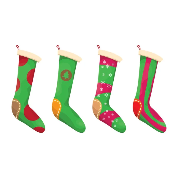 Vettore cartone animato carino Natale calza — Vettoriale Stock