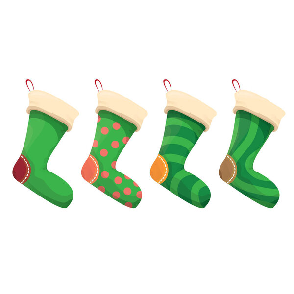 векторный мультфильм милый рождественский чулок
