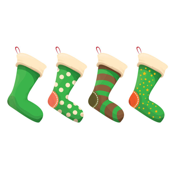 векторный мультфильм милый рождественский чулок
