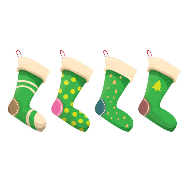 векторный мультфильм милый рождественский чулок
