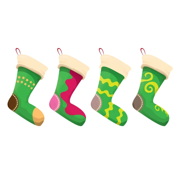 Vettore cartone animato carino Natale calza — Vettoriale Stock