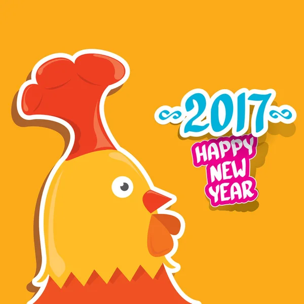 Vector nuevo año 2017 con dibujos animados divertido gallo — Vector de stock