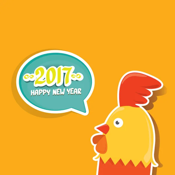 Vector nuevo año 2017 con dibujos animados divertido gallo — Archivo Imágenes Vectoriales