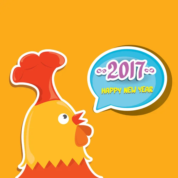 Vecteur nouvelle année 2017 avec dessin animé drôle coq — Image vectorielle