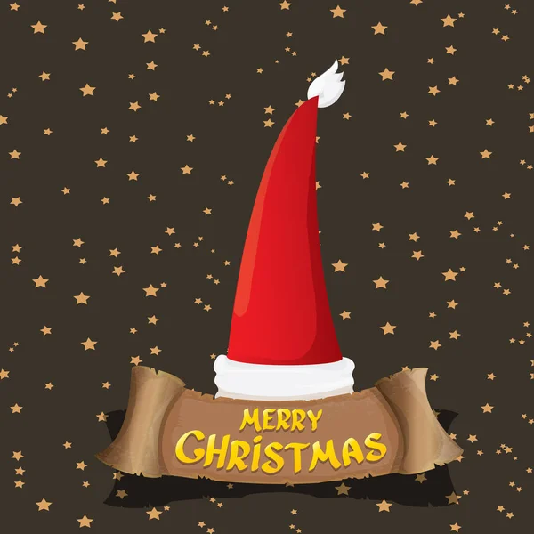 Vector red Santa hat greeting text Merry Christmas — Stock Vector