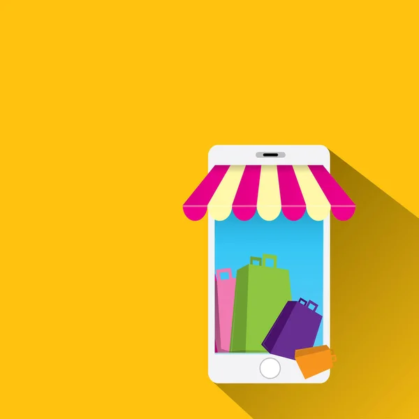 온라인 모바일 쇼핑 컨셉 배경. — 스톡 벡터