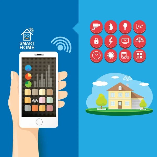 Smart House Control Vektor Konzept Illustration. — Stockvektor