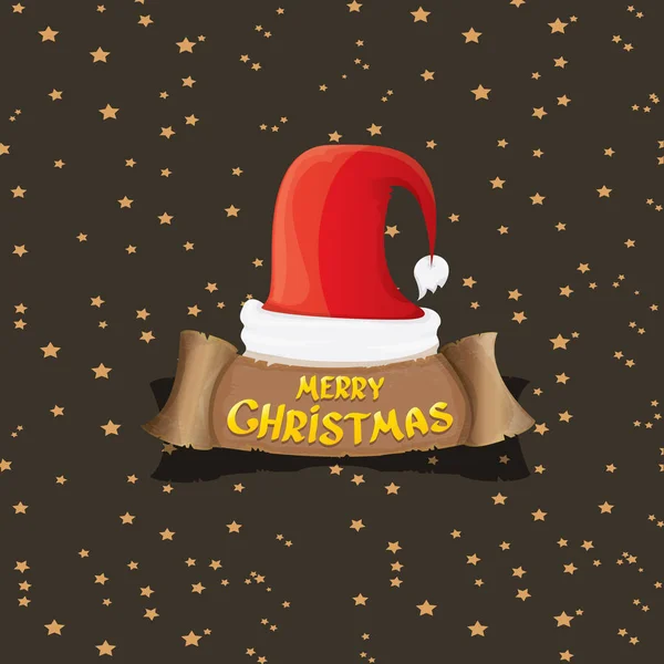 Vector rojo Santa hat saludo texto Feliz Navidad — Vector de stock