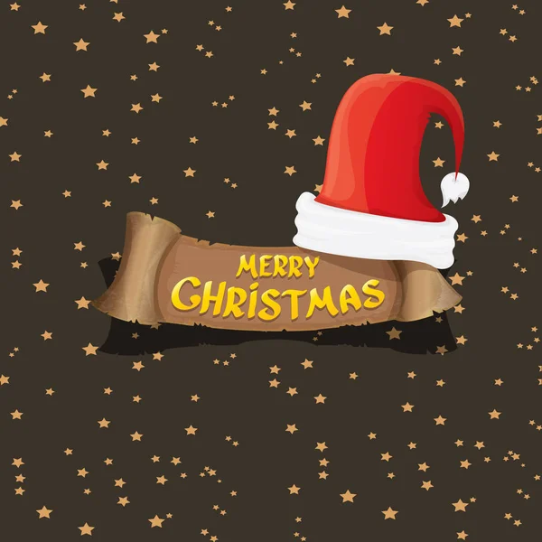 Vector rojo Santa hat saludo texto Feliz Navidad — Vector de stock