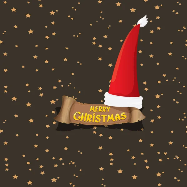Vektorrød nisse-hatt hilser på tekst God jul – stockvektor
