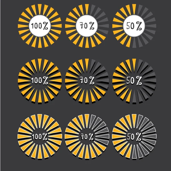 Precargadores naranja y barras de carga de progreso . — Archivo Imágenes Vectoriales