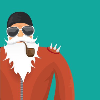 Motorcu vektör Noel Baba sigara boru ile.