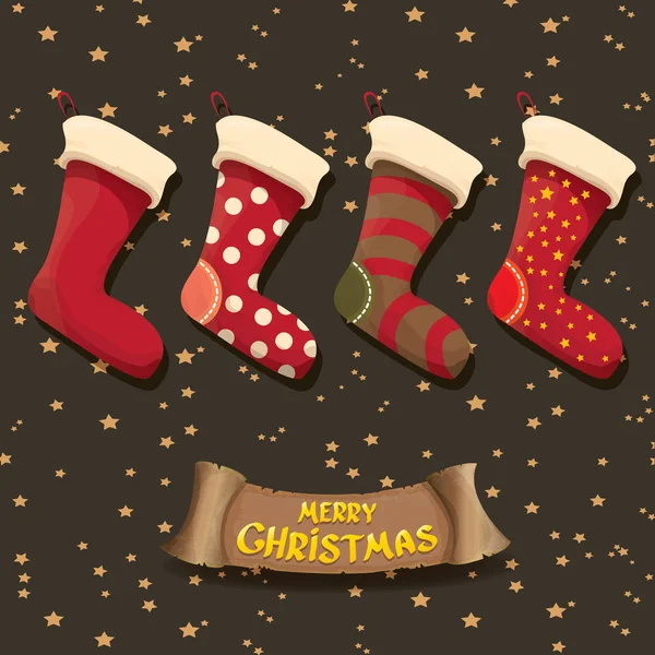 Vector de dibujos animados lindo Navidad media o calcetines — Vector de stock