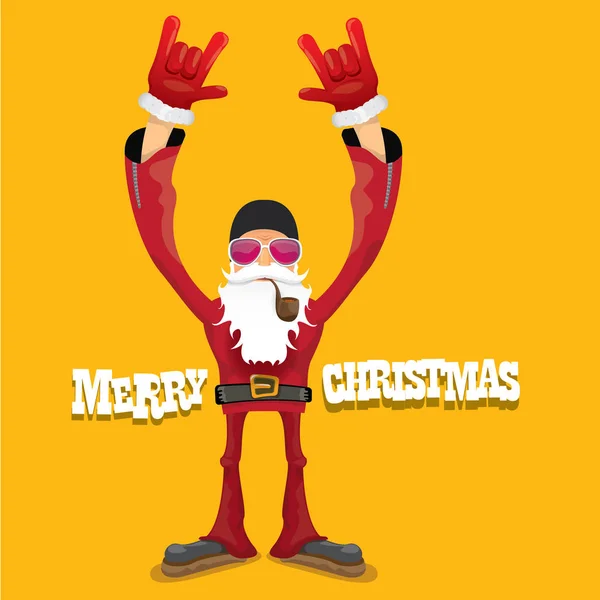 Vector motorista santa claus con pipa humeante . — Vector de stock