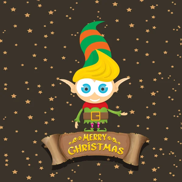 Vecteur dessin animé mignon joyeux elfe de Noël — Image vectorielle